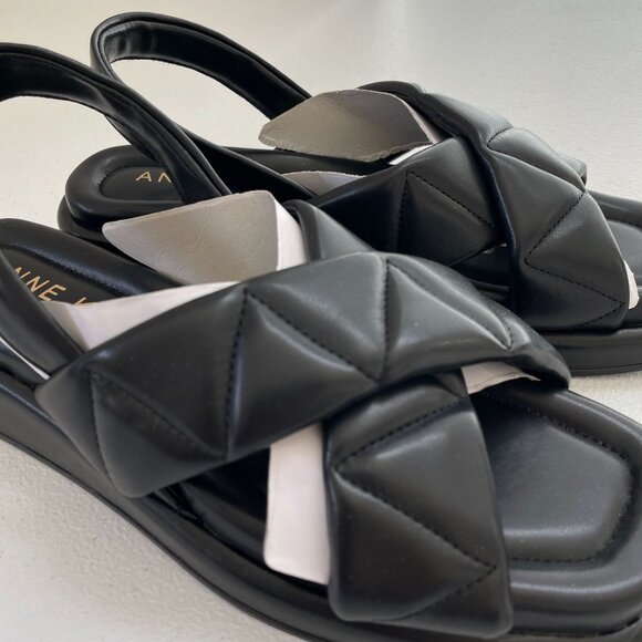 NEW Anne Klein Womens 6M Black Quilted Cross Strap Slingback Sandals - Picture 7 of 8